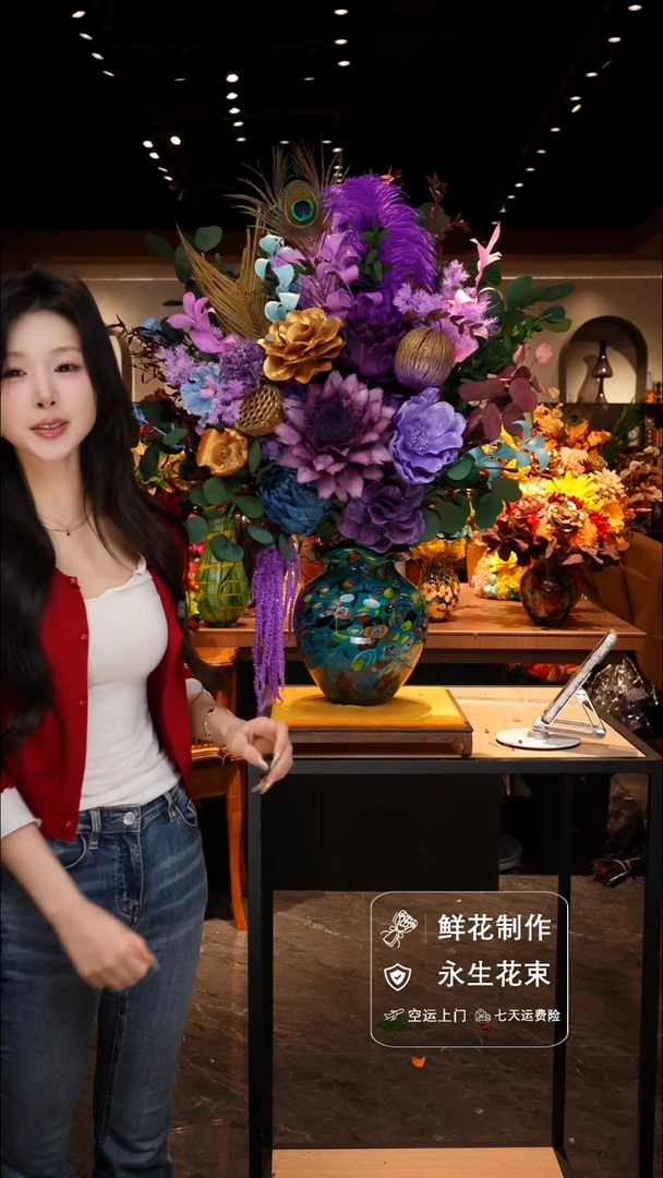 手工艺品琉璃手工花器花束空运包邮送货上门-以图片为准