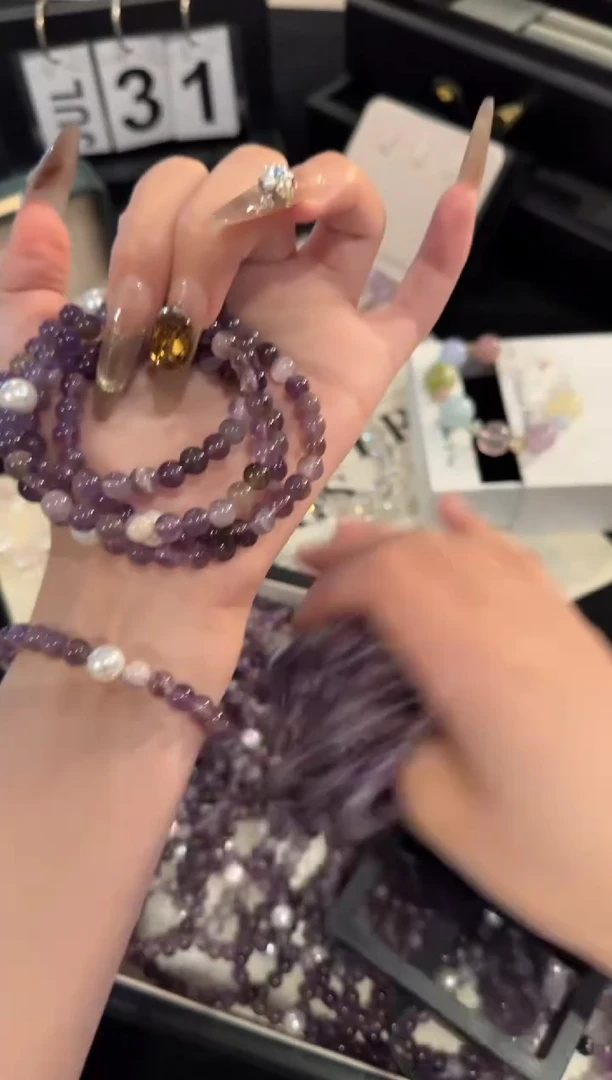 水晶手链合金紫兔毛x2013