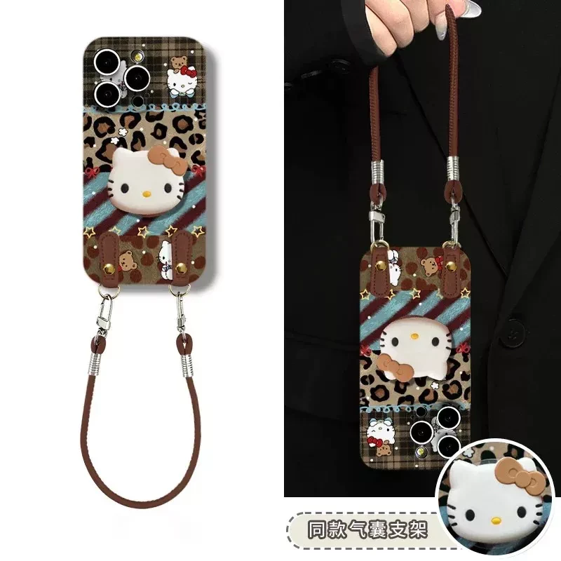 KT猫咖色豹纹适用苹果16promax手机壳菲林硬壳华为oppo小米14vivo