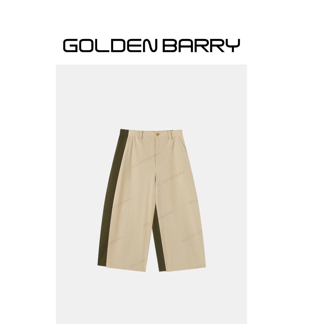 GOLDENBARRY「郊野寻踪」休闲工装弯刀裤时尚宽松阔腿长裤556004