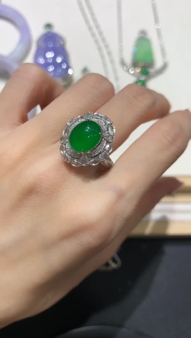 翡翠18K金镶嵌吊坠(不含链)团购2