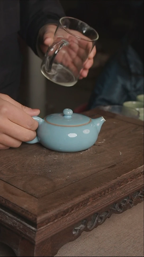 杯027号天蓝釉扁西施壶孤品