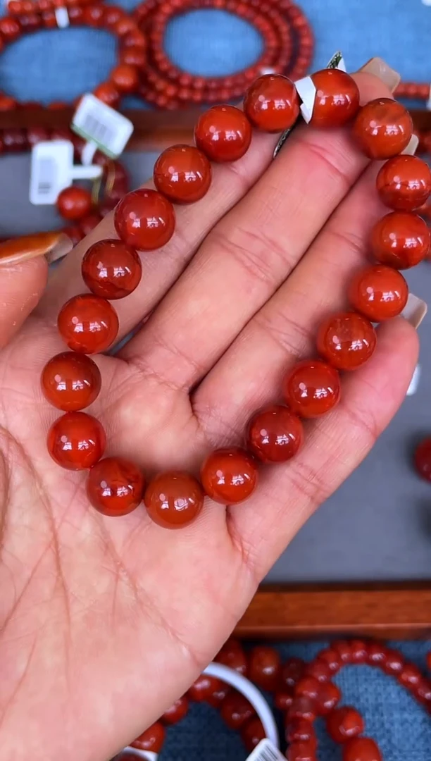 未镶嵌手串南红玛瑙N65凉山瓦西料原矿满肉双锦单圈