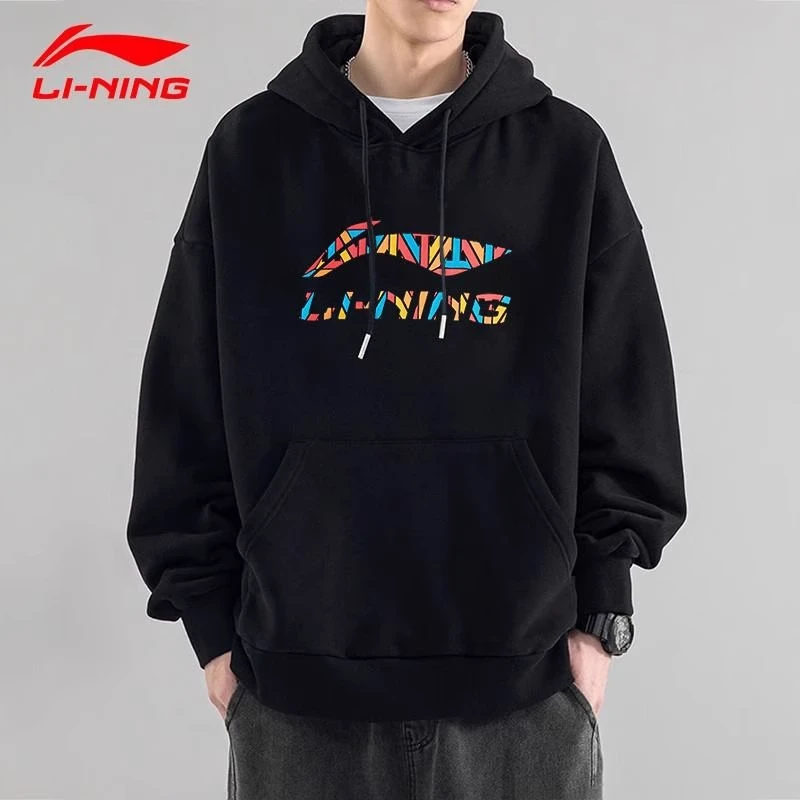 李宁卫衣男春秋季新款正品连帽宽松大码加绒运动休闲潮流百搭上衣