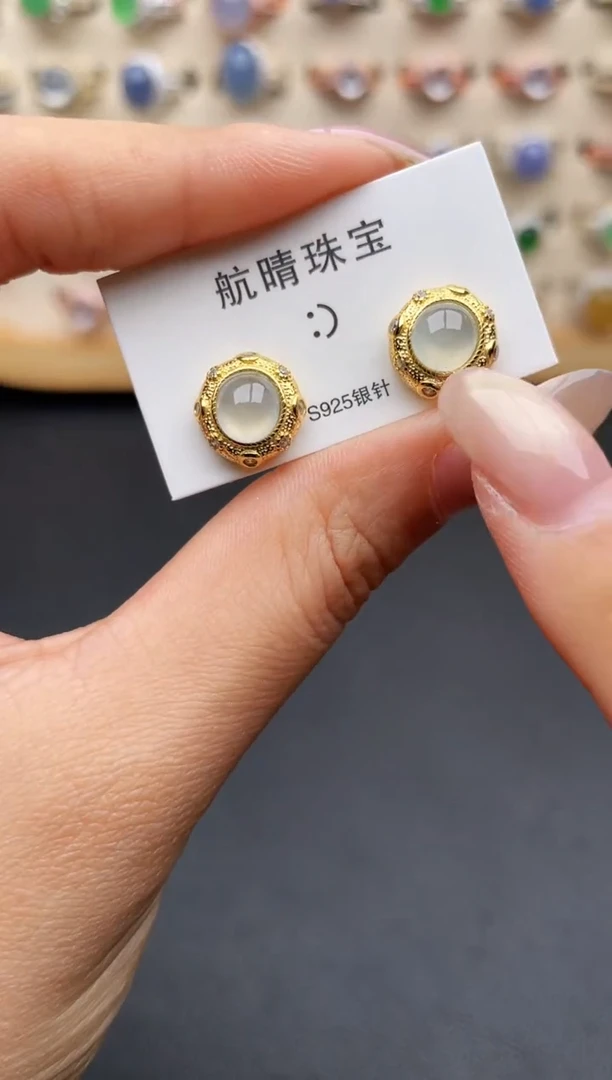 银S925镶嵌戒指翡翠一物一证一礼盒