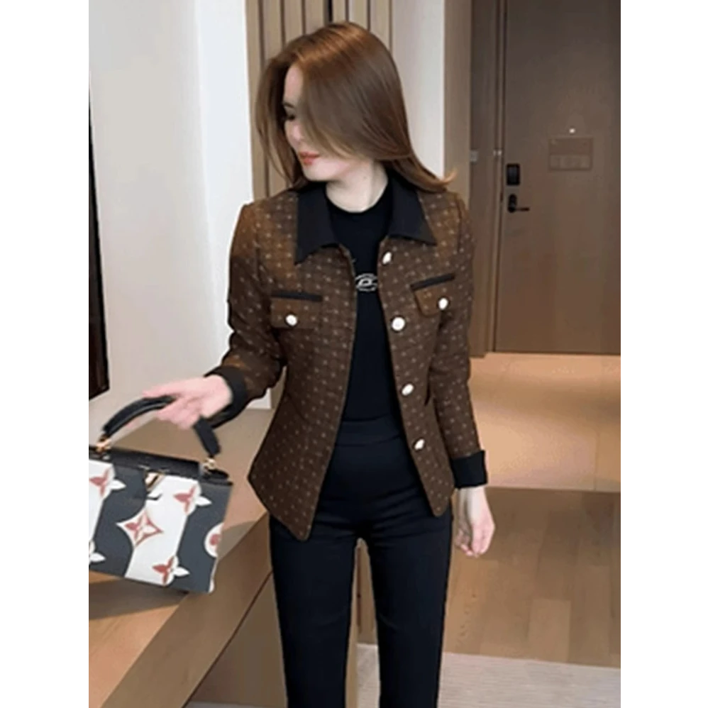 2025春秋季妈妈装修身百搭呢子上衣小香风洋气小个子显瘦毛呢外套