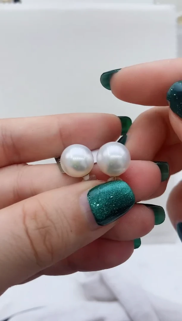 18K金镶嵌海水珍珠耳饰124  10-11mm