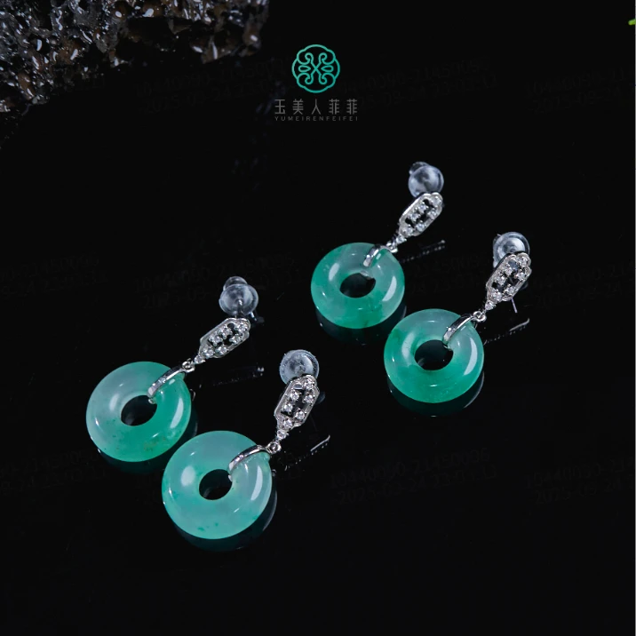 石惑珠宝*独龙玉耳坠-圆圈耳钉约13mm%多样性发一