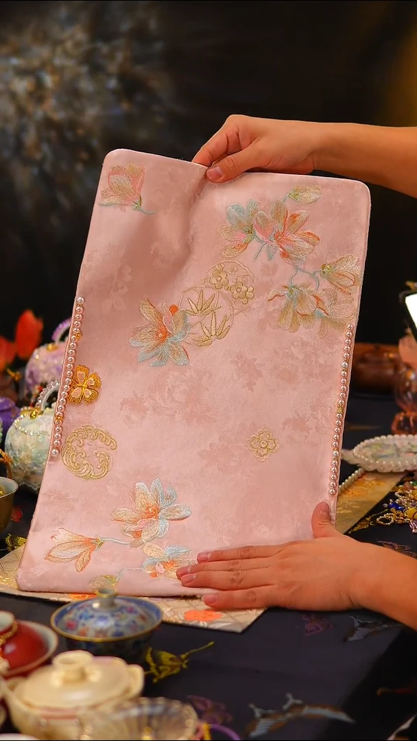 025茶席茶席50x30cm粉色玉兰花