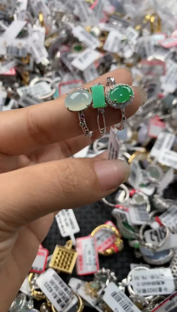 银S925镶嵌戒指翡翠161616----6