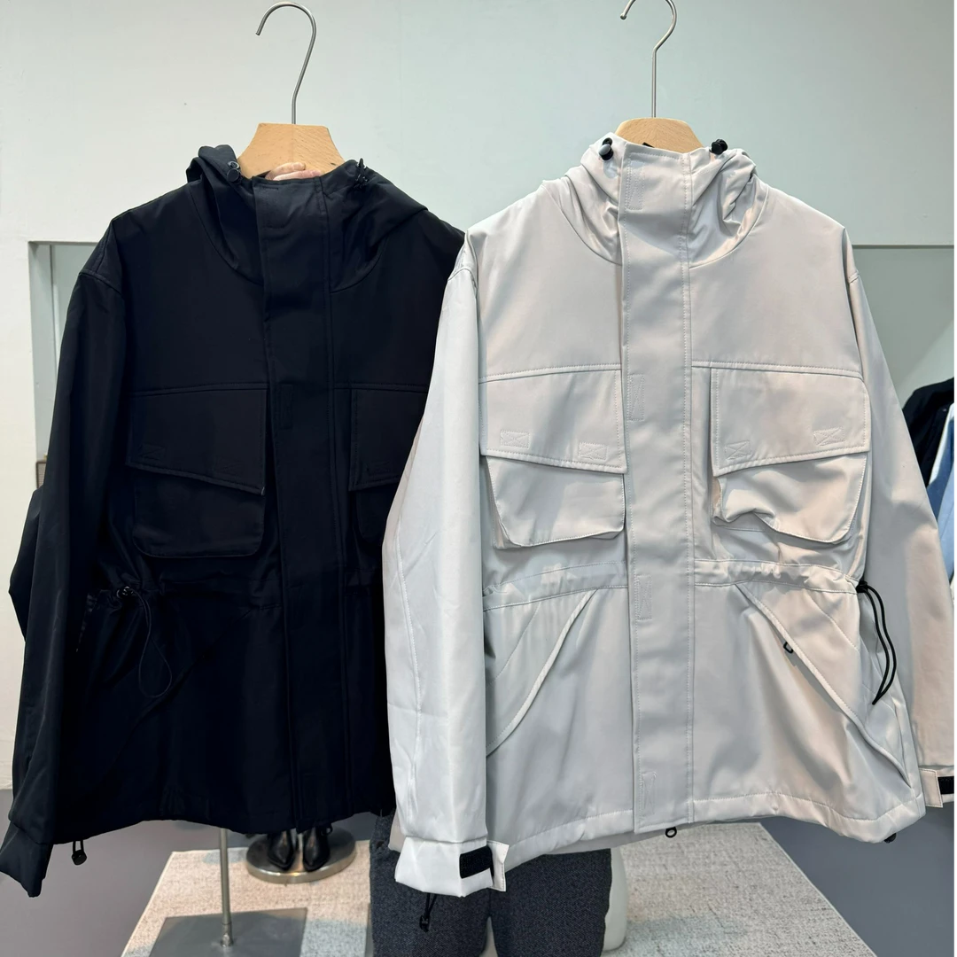 NICE圈圈、中长款可收腰多口袋设计重工高品冲锋衣外套A3026