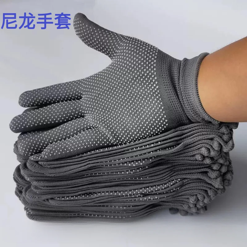 劳工手套尼龙防滑乳胶半指手套工地干活打包防滑家用必备日用百货