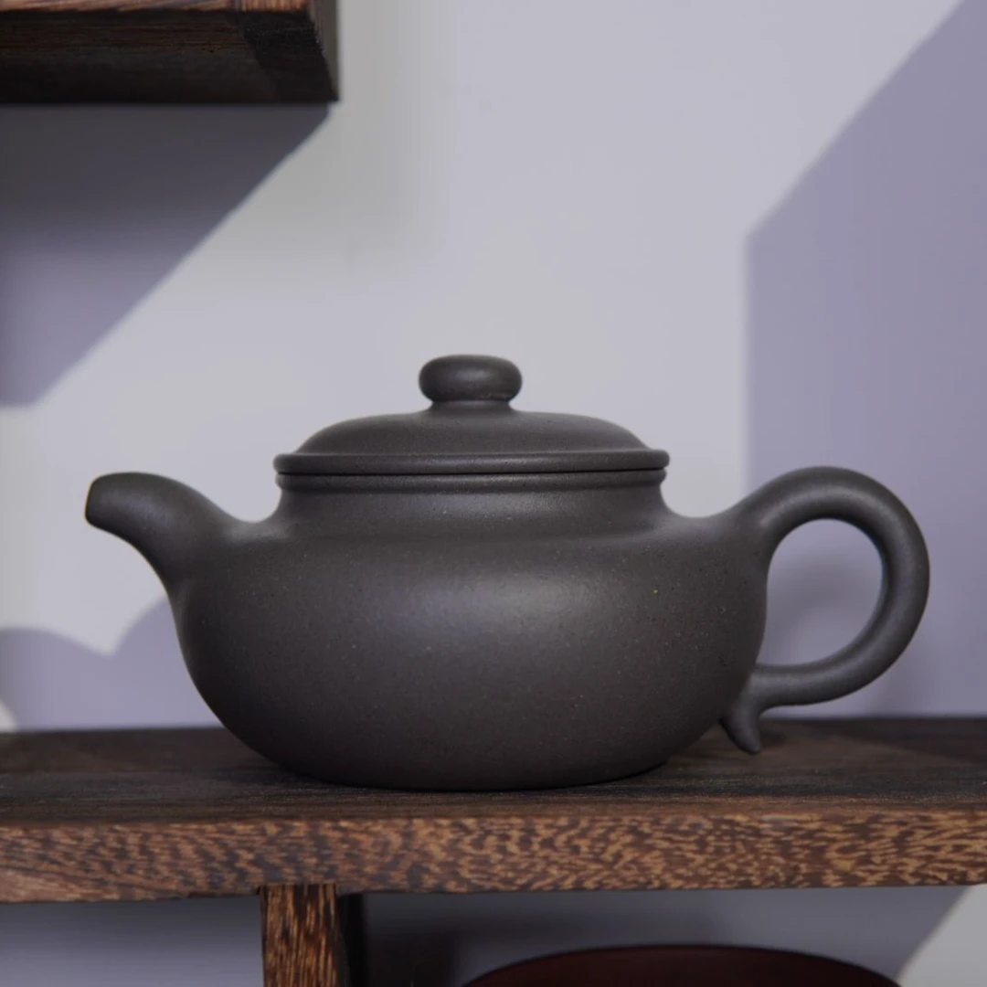 全手工紫泥水平壶莲子壶仿古壶气窑烧制260cc紫砂壶纯手工茶具