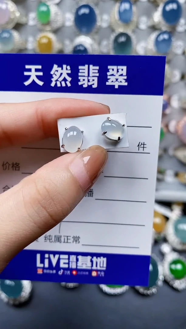 翡翠银S925镶嵌耳饰0157