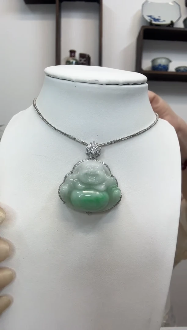 吊坠(赠链)银S925镶嵌翡翠佛公