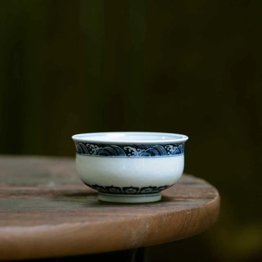 【意归处】且斋慕明暗刻小雏菊炉式杯纯手工手绘高端茶具茶器