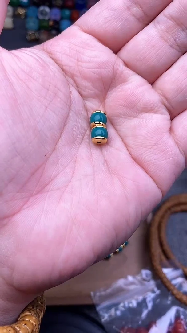 手工艺品琉璃精工镶嵌老油绿汉堡卡6+mm 一对发