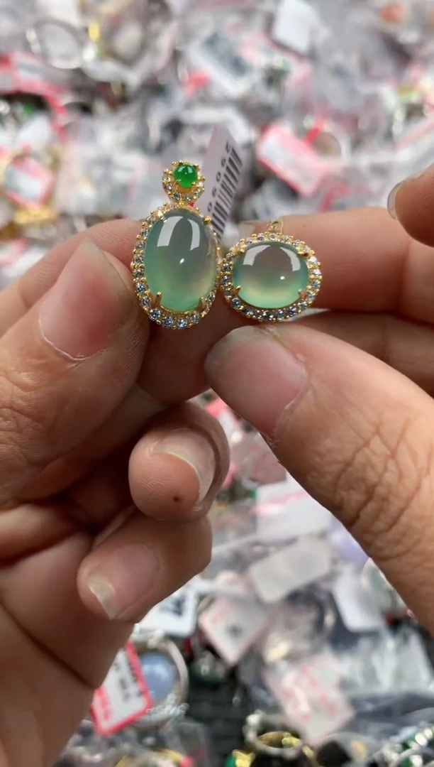 银S925镶嵌戒指翡翠14               8