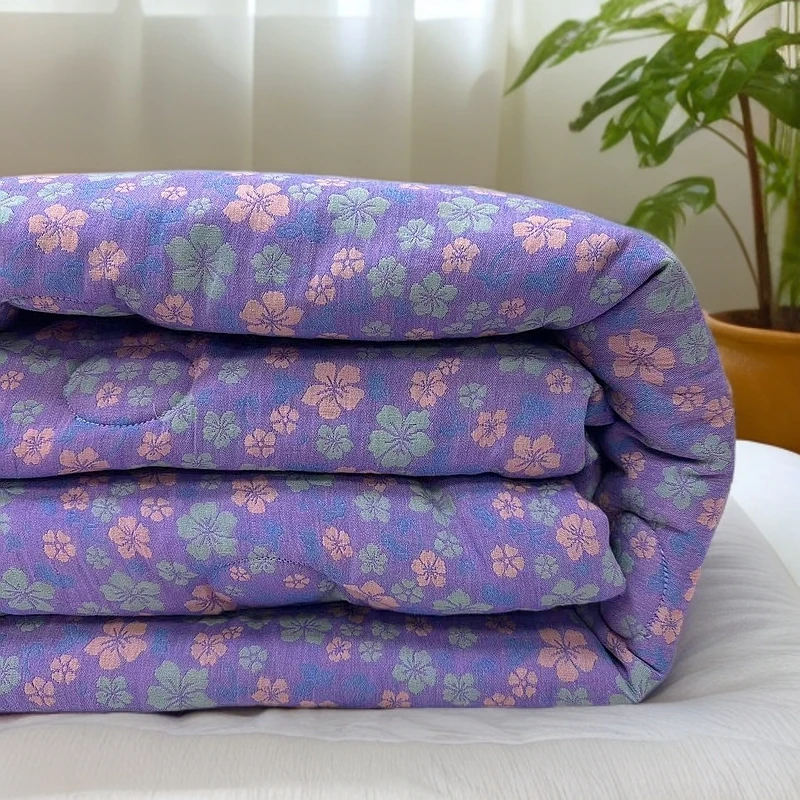 【花间物语】200*230浅紫纯棉双层有氧纱双人被