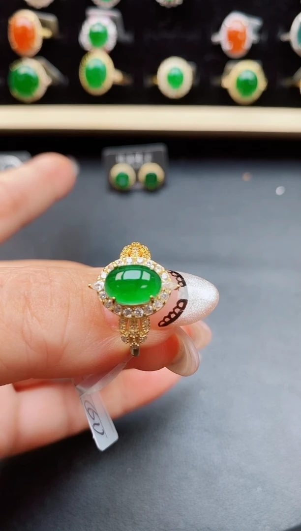 翡翠戒指银S925镶嵌5850085