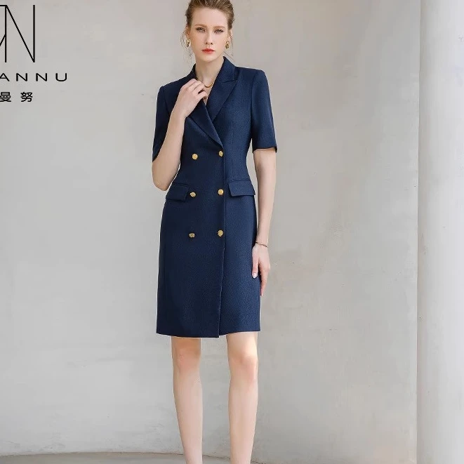 232030Q1夏款短袖西装连衣裙女正式场合正装职业套装裙气质时尚C