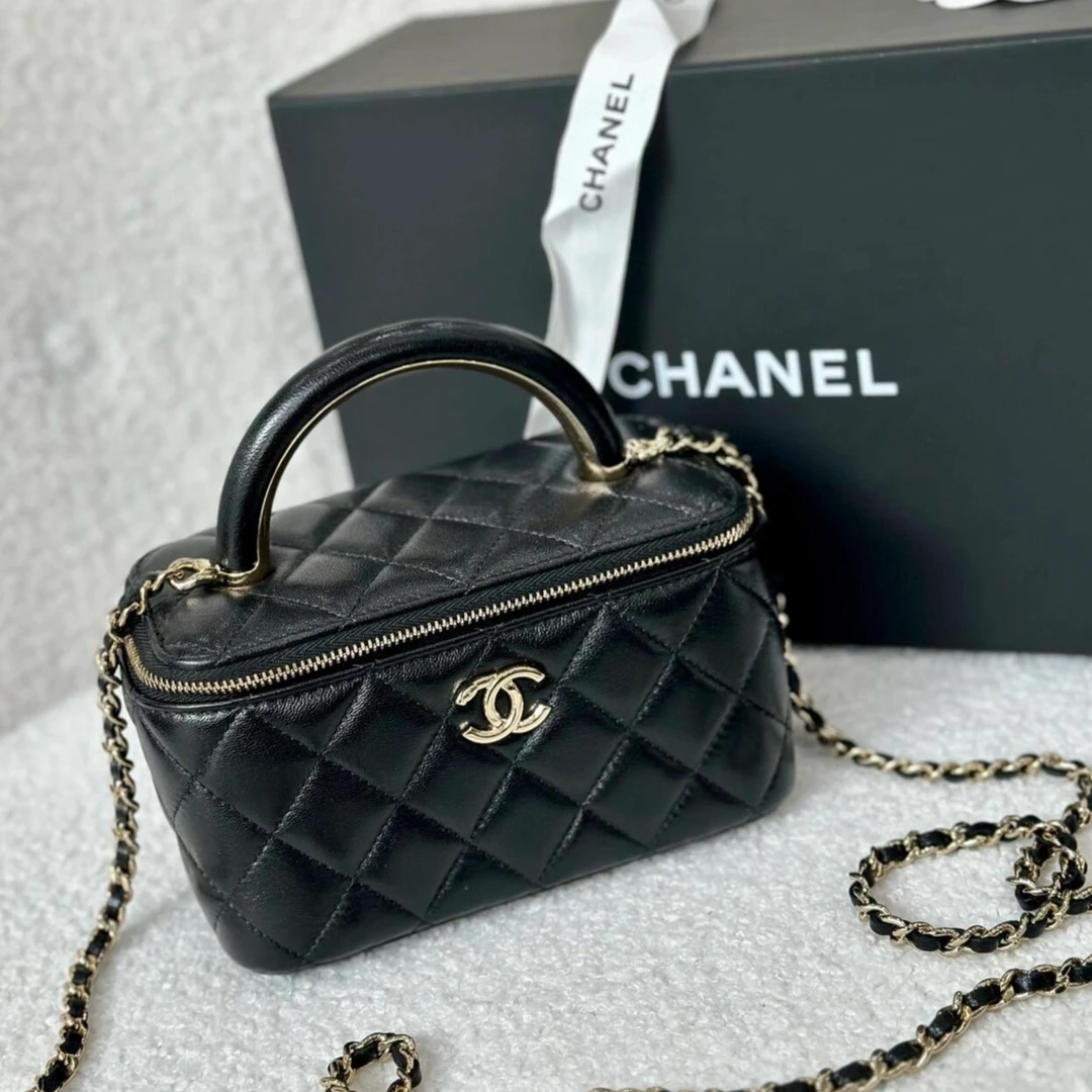 99新 Chanel/香奈儿 8875|香奈儿黑色手柄化妆盒斜挎包|香奈儿