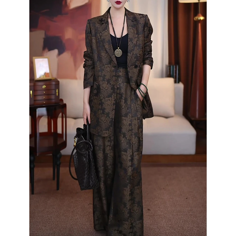 新中式轻奢时尚套装女2025秋季新款高档复古风减龄显瘦外套+长裤