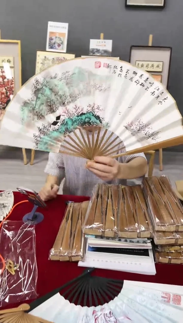 国画0**71号玄无扇子山水加书法