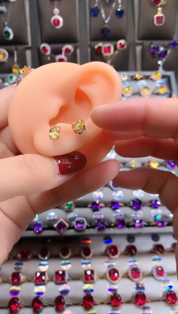 【闪购商品】水晶耳饰银S925镶嵌银色高温优化/合成处理