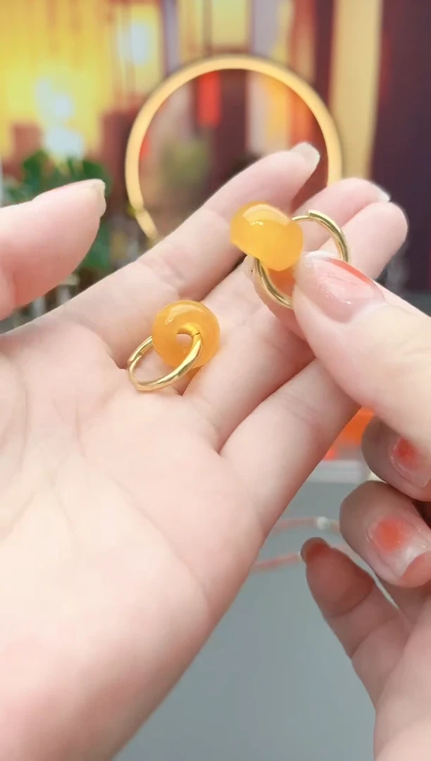 银S925镶嵌耳钉玛瑙/玉髓536