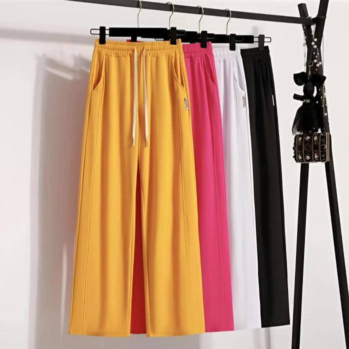 夏季薄款广场舞直筒裤高腰弹力运动健身休闲跳操跑步垂感曳步舞裤