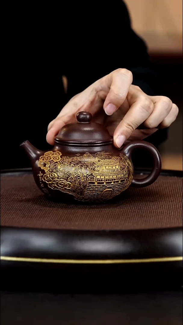 茶壶紫砂丁雪英紫砂作品117 容天 石红 240cc