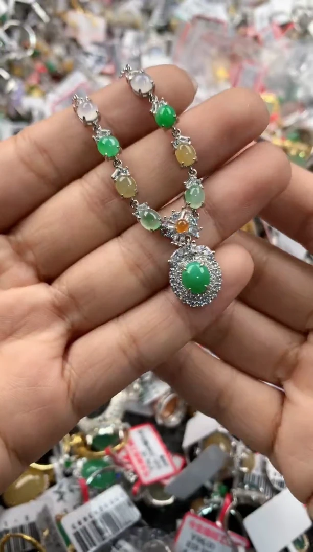 银S925镶嵌戒指翡翠777              8