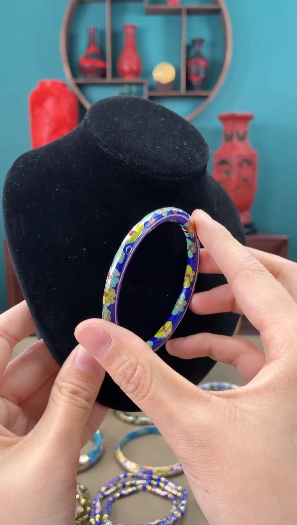 非遗 景泰蓝开口镯 宝蓝