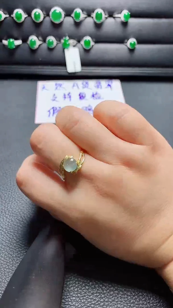 银S925镶嵌戒指翡翠天然翡翠A货s925银镶