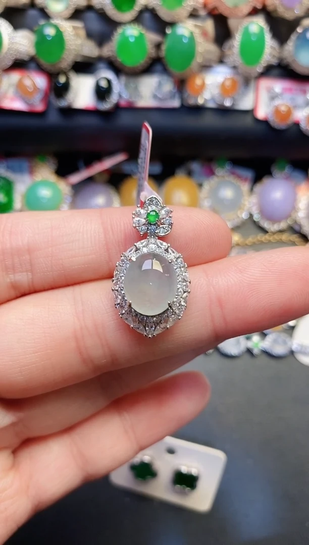 银S925镶嵌戒指翡翠天然