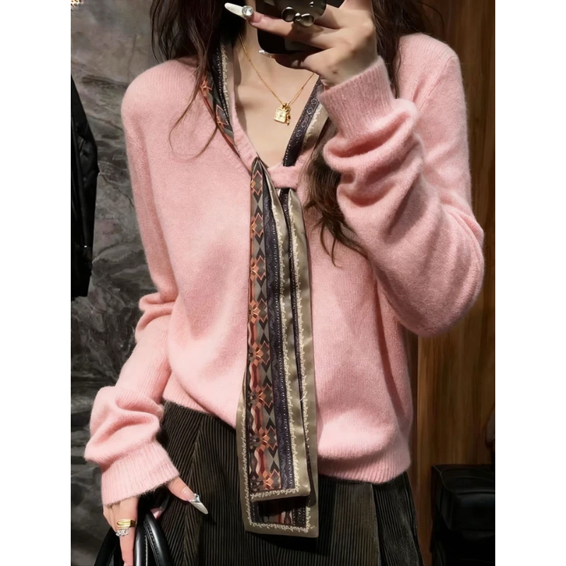 早秋韩系独特超好看慵懒松弛感不撞款绝美巨好看多巴胺针织上衣女