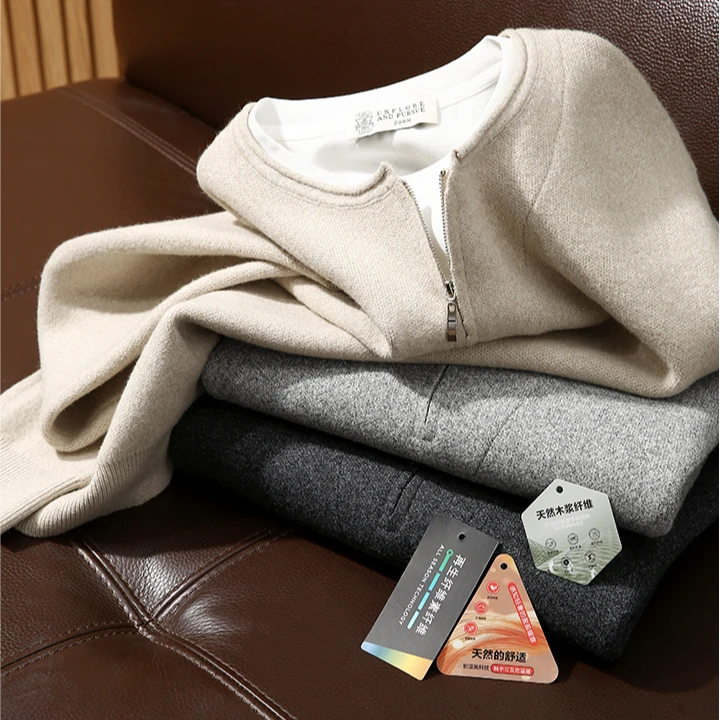 腔调有个性！假两件设计秋冬男士重磅半拉链百搭厚款针织卫衣外套