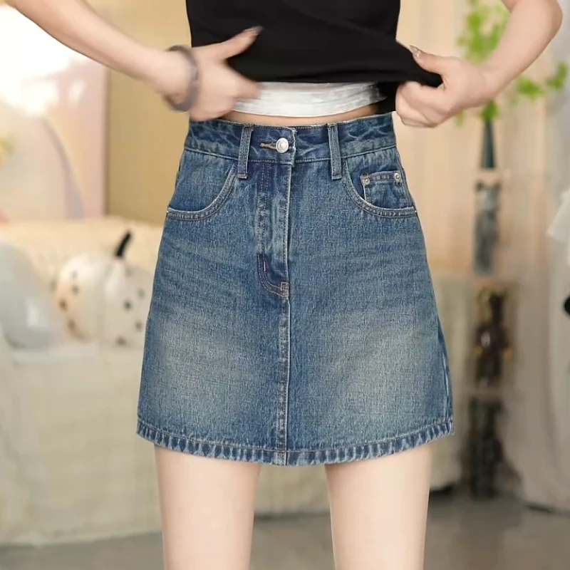 前裙后裤高腰防走光显瘦牛仔短裤休闲百搭LK2502539