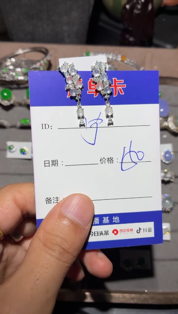 银S925镶嵌翡翠耳饰宁***～宁静致远～