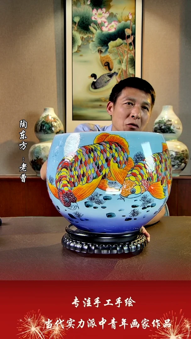 摆件景德镇陶东方艺术作品花瓶摆件瓷板画