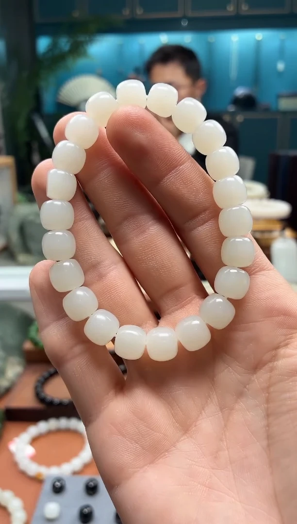 未镶嵌手串和田玉白玉9*10