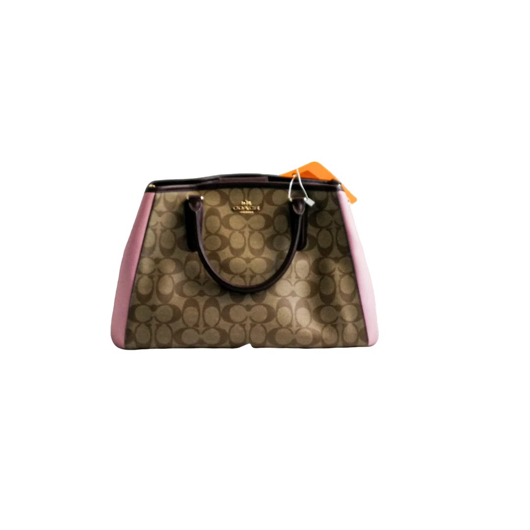 95新 COACH/蔻驰 coach  棕老花手提包  020105