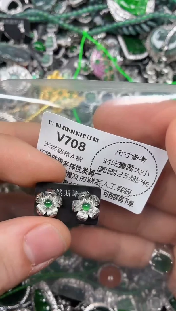 颈饰未镶嵌翡翠V708耳钉