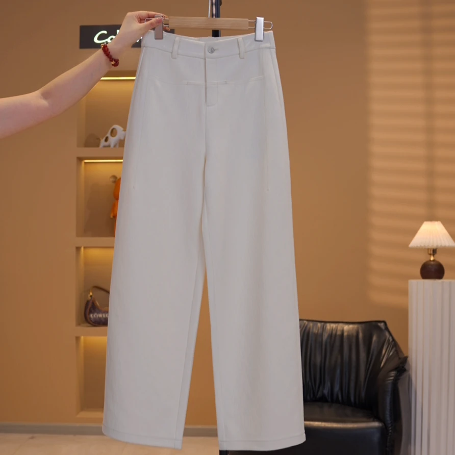 【媛媛】窄版显瘦休闲裤女秋季2025新款高腰直筒百搭阔腿裤子K18697