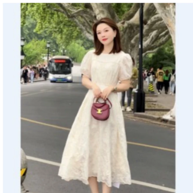 ROBELLE夏季新款纯色时尚气质赫本风连衣裙显瘦简约收腰复古裙子