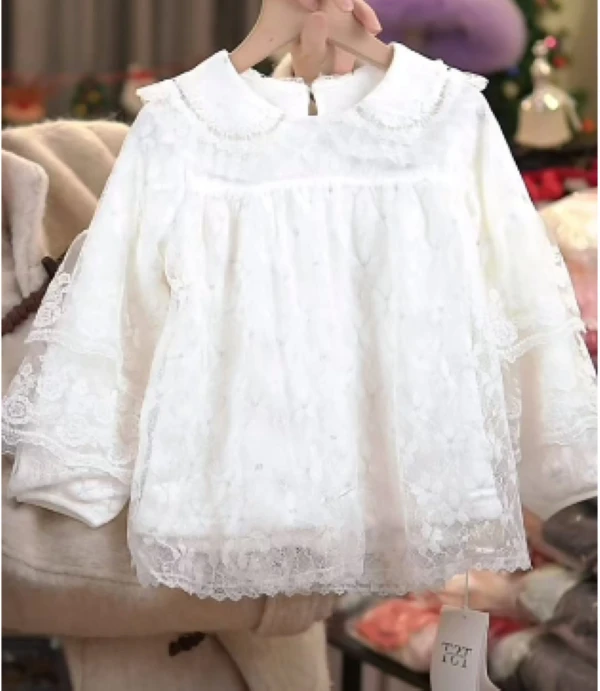 【1015打底衫】儿童洛丽塔打底女童洋气宝宝秋冬百搭舒适柔软蕾丝