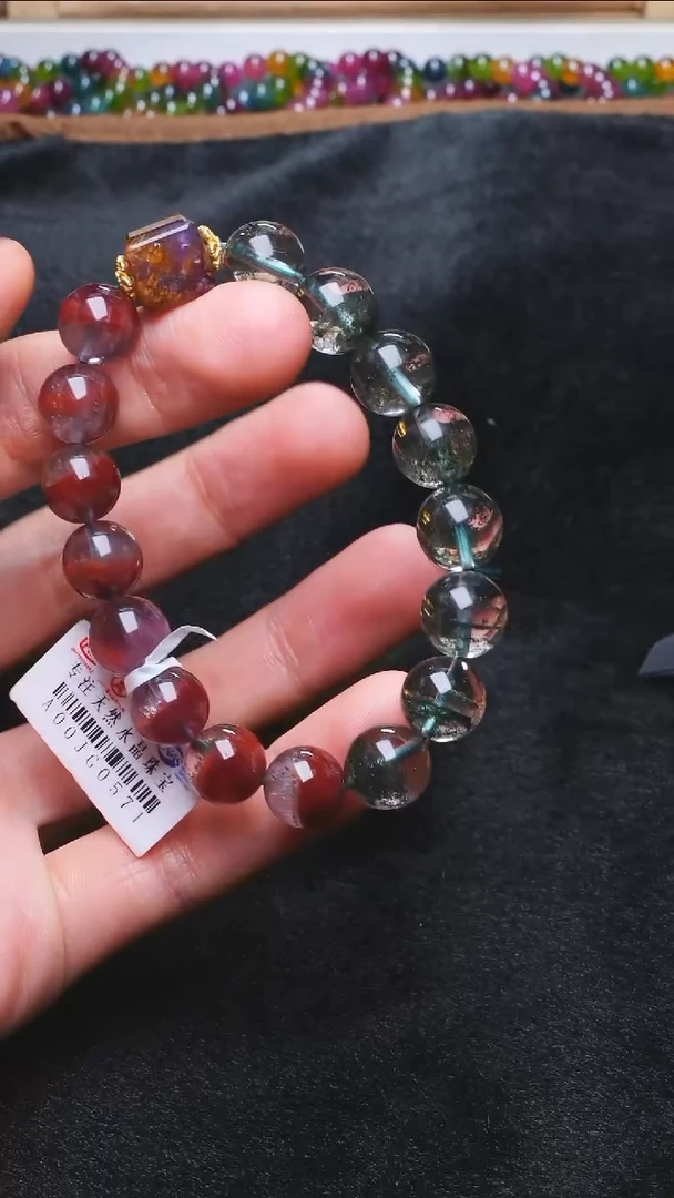 水晶手串未镶嵌L018极光绿幽灵DIY单圈多样性发其一