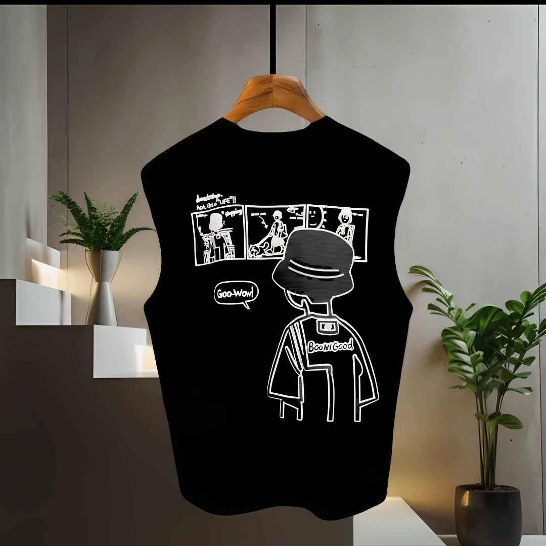 【透气健身运动坎肩】仓石一树2025新款重磅夏季男印花宽松无袖背心