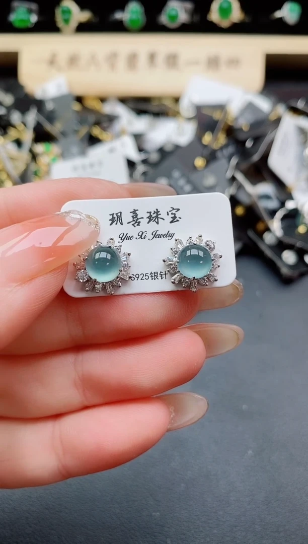 银S925镶嵌戒指翡翠1